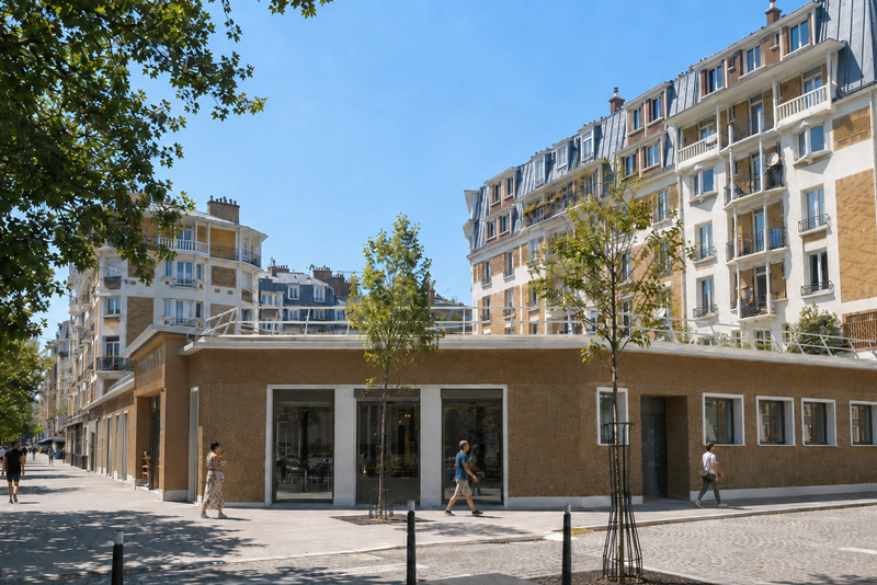 Façade réhabilitée du tiers-lieu culturel Ci'Ney 18 à Paris 18e